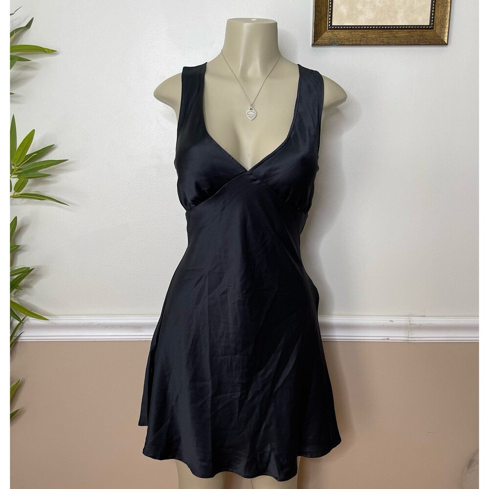 Frankie’s Bikinis for Victoria’s Secret PINK Black Springtime Slip Satin Dress